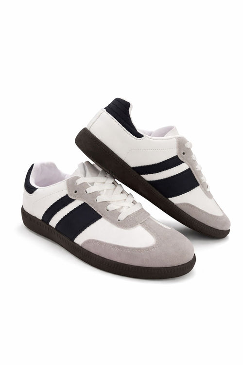 Black & White Retro Trainers, Flat Style Sneakers, Comfort For Everday Wear